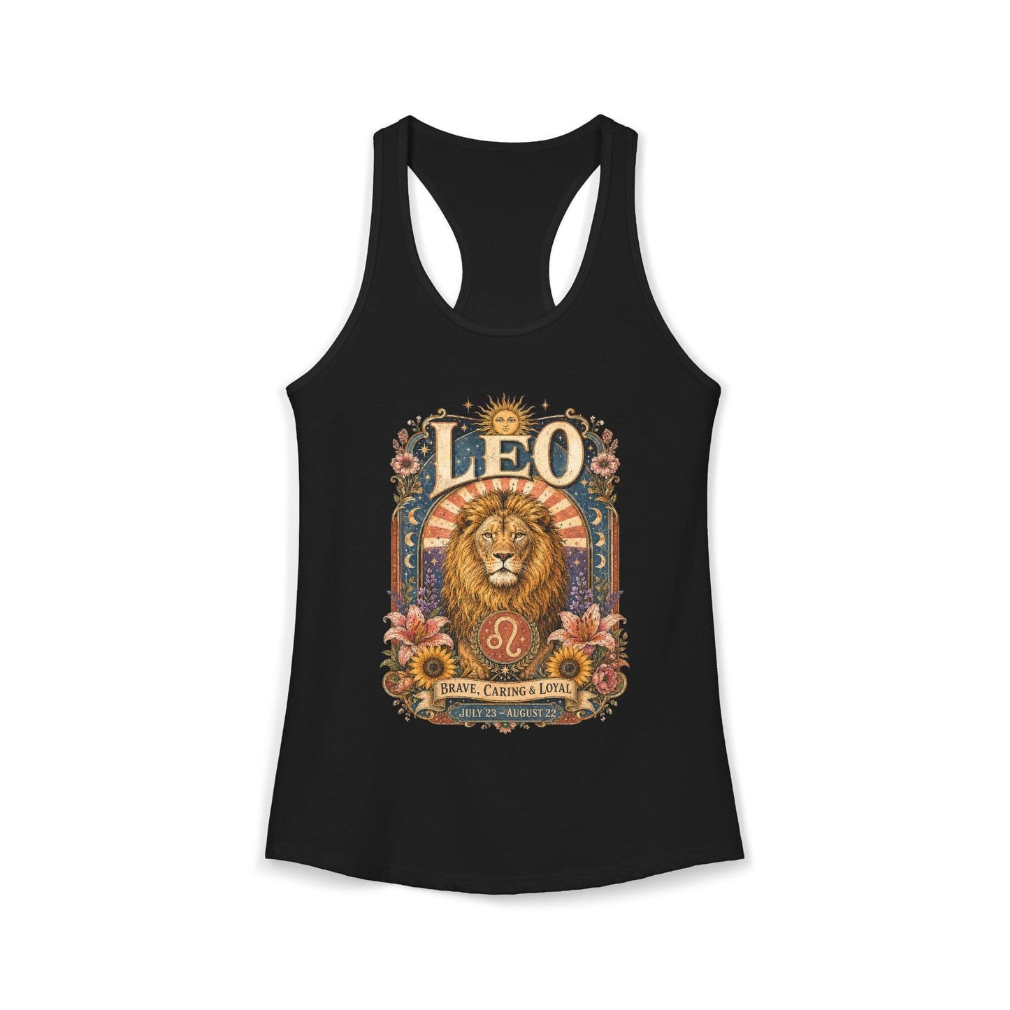Leo Zodiac Women's Racerback Tank – Ornate Lion Artwork