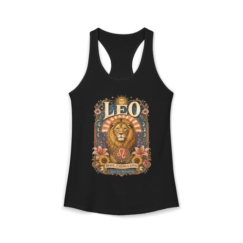 Leo Zodiac Women's Racerback Tank – Ornate Lion Artwork