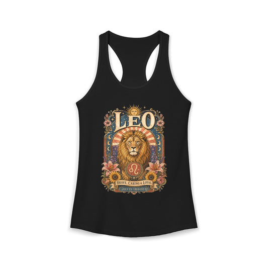 Leo Zodiac Women's Racerback Tank – Ornate Lion Artwork