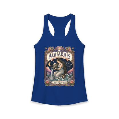 Aquarius Zodiac Women's Racerback Tank – Ornate Water Bearer Artwork