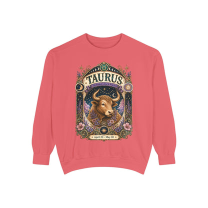 Taurus Zodiac Garment-Dyed Sweatshirt – Mystic Bull Artwork