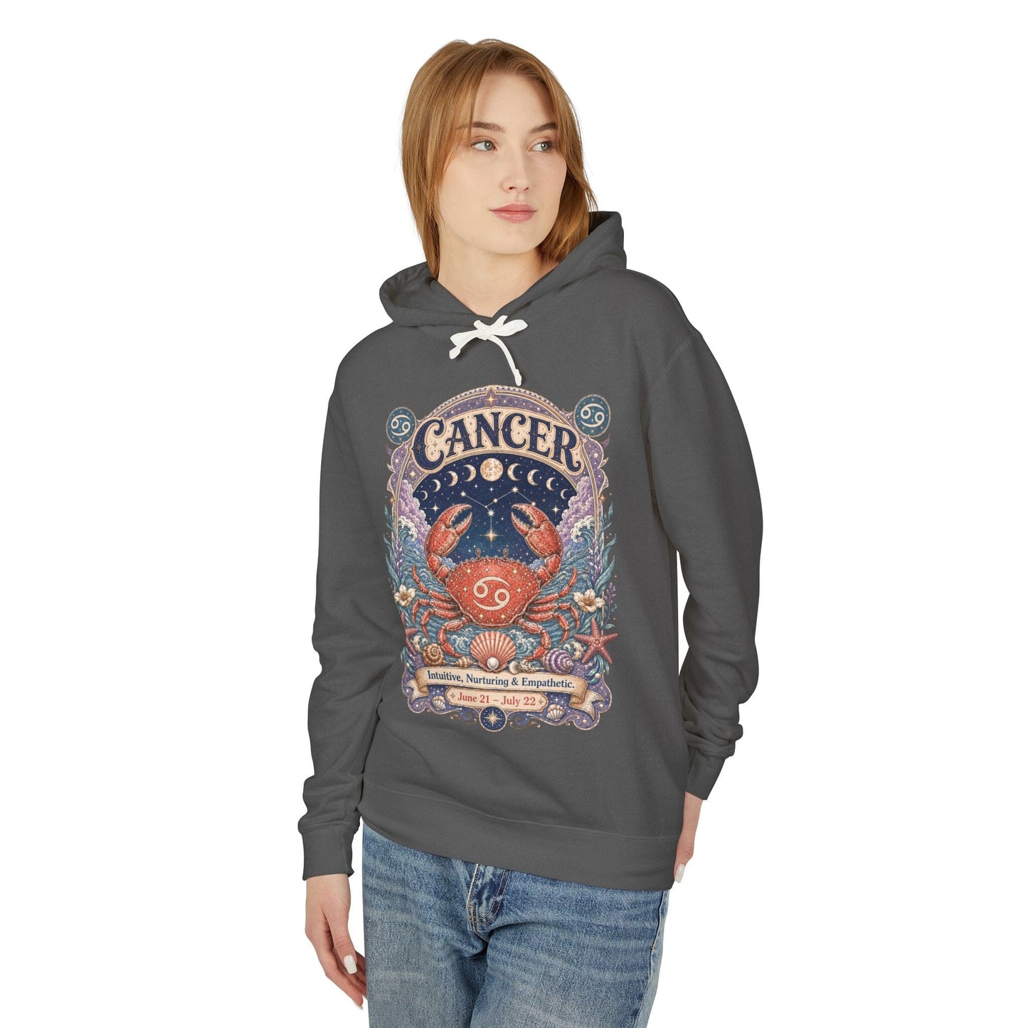 Cancer Zodiac Hooded Sweatshirt – Enchanted Crab Artwork