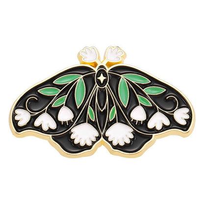 Romantic Floral Moth Enamel Pin