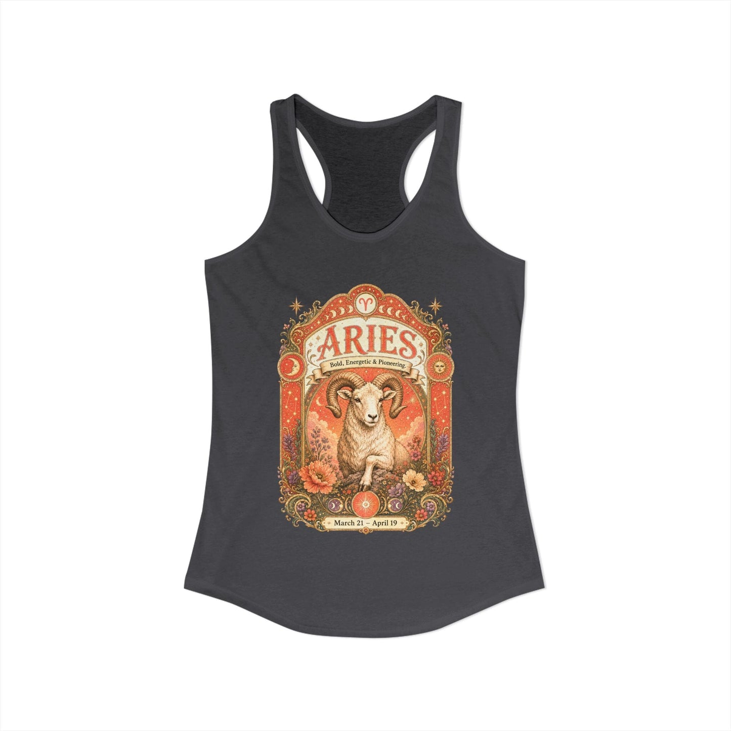 Aries Zodiac Women's Racerback Tank – Ornate Ram Artwork