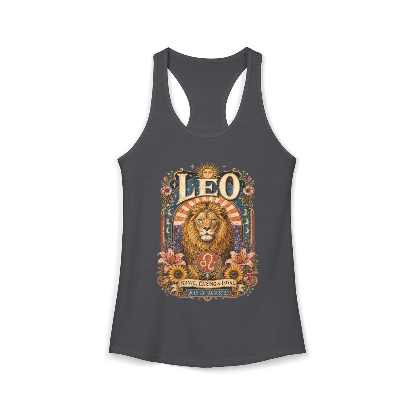 Leo Zodiac Women's Racerback Tank – Ornate Lion Artwork