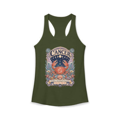 Cancer Zodiac Women's Racerback Tank – Ornate Crab Artwork