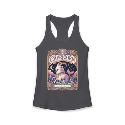Capricorn Zodiac Women's Racerback Tank – Ornate Sea Goat Artwork