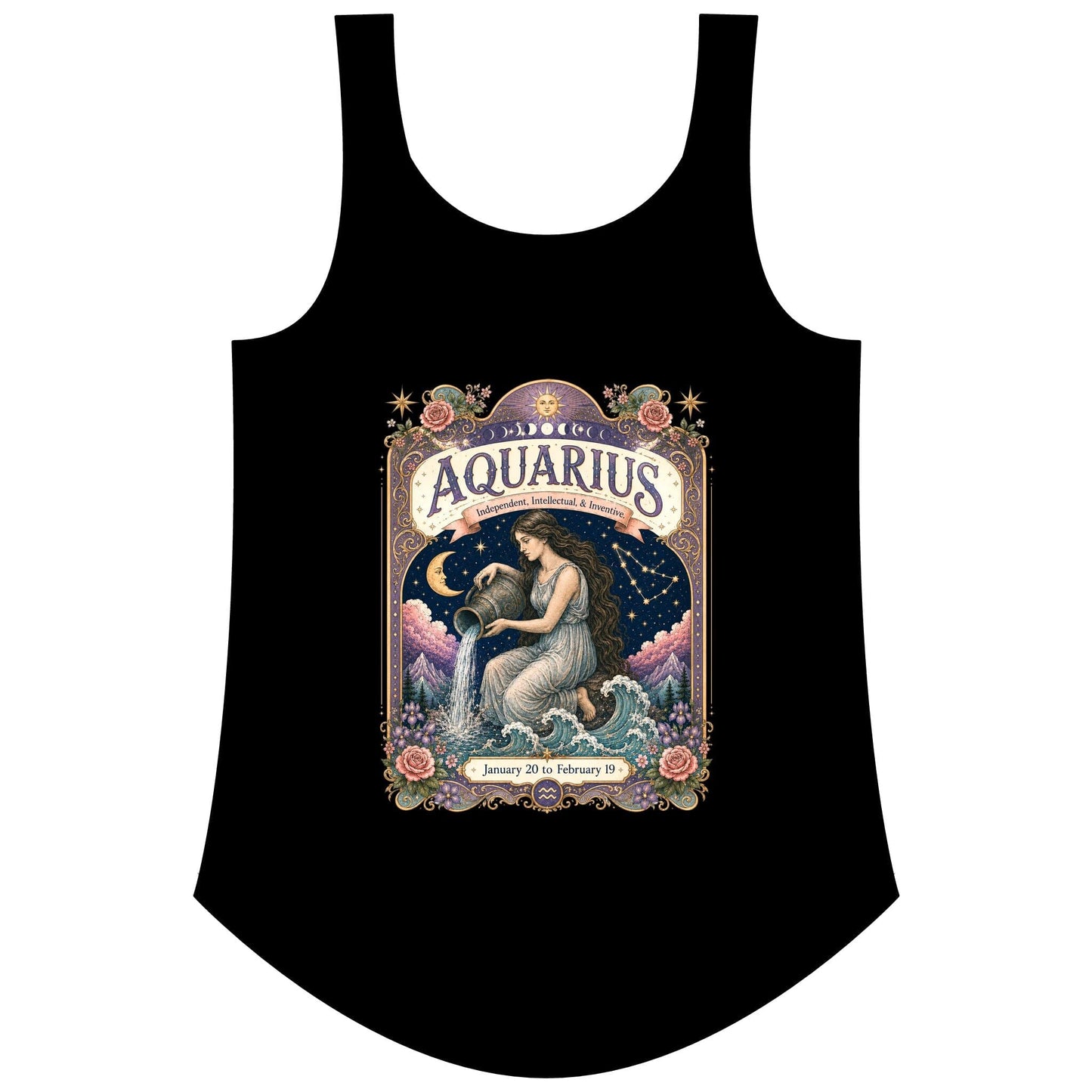Aquarius Zodiac Women's Festival Tank Top – Vintage Water Bearer Astrology Tank