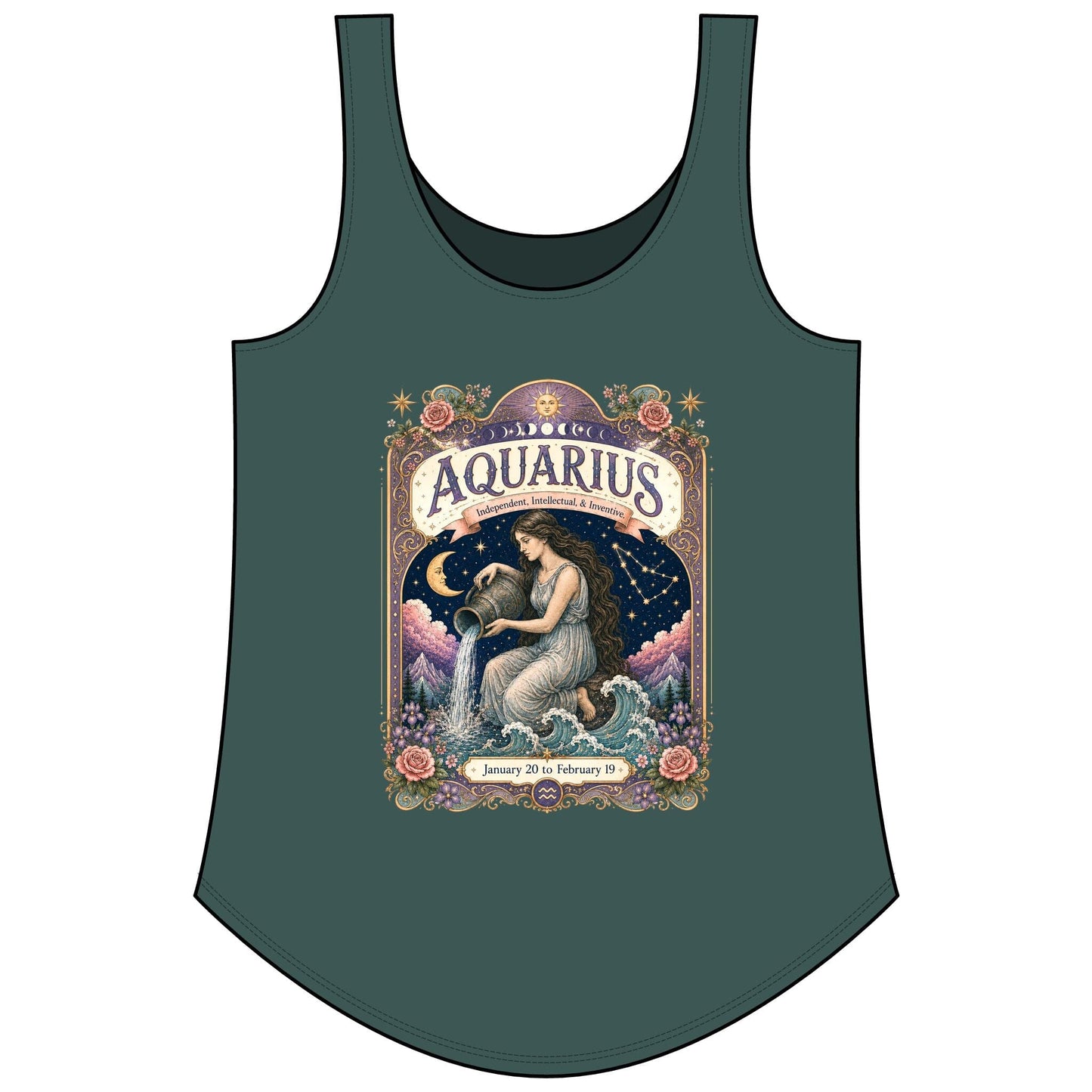 Aquarius Zodiac Women's Festival Tank Top – Vintage Water Bearer Astrology Tank