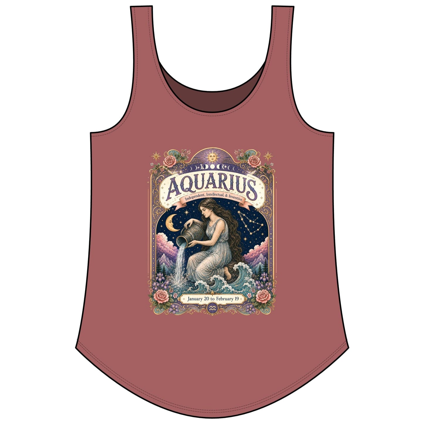 Aquarius Zodiac Women's Festival Tank Top – Vintage Water Bearer Astrology Tank