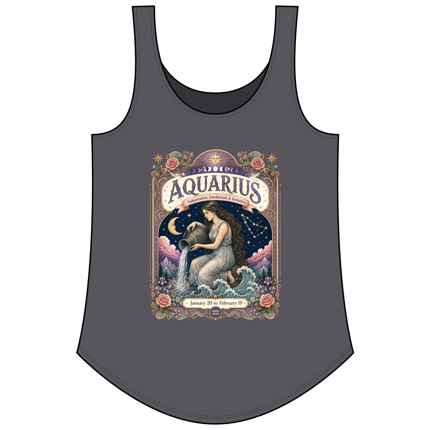 Aquarius Zodiac Women's Festival Tank Top – Vintage Water Bearer Astrology Tank
