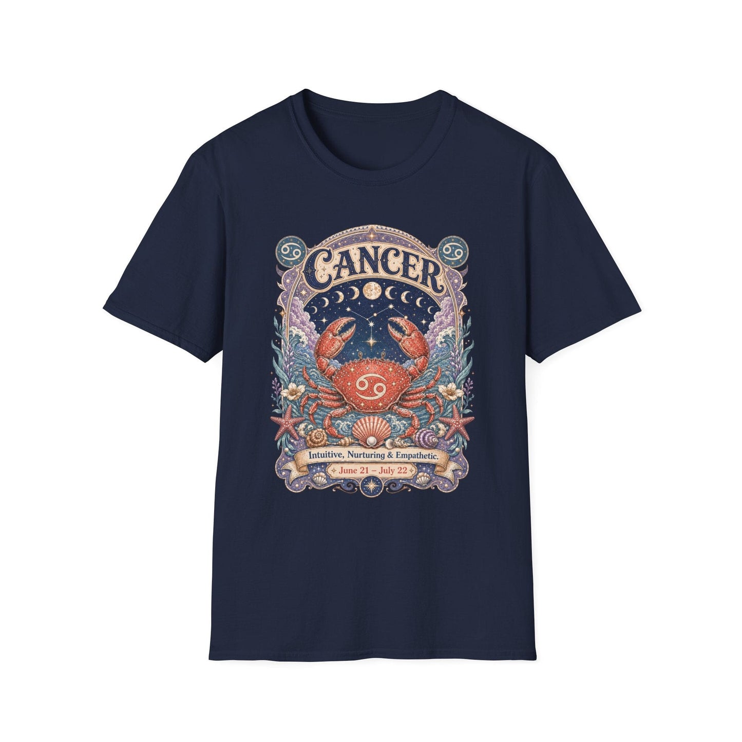 Cancer Zodiac Softstyle T-Shirt – Celestial Crab Artwork