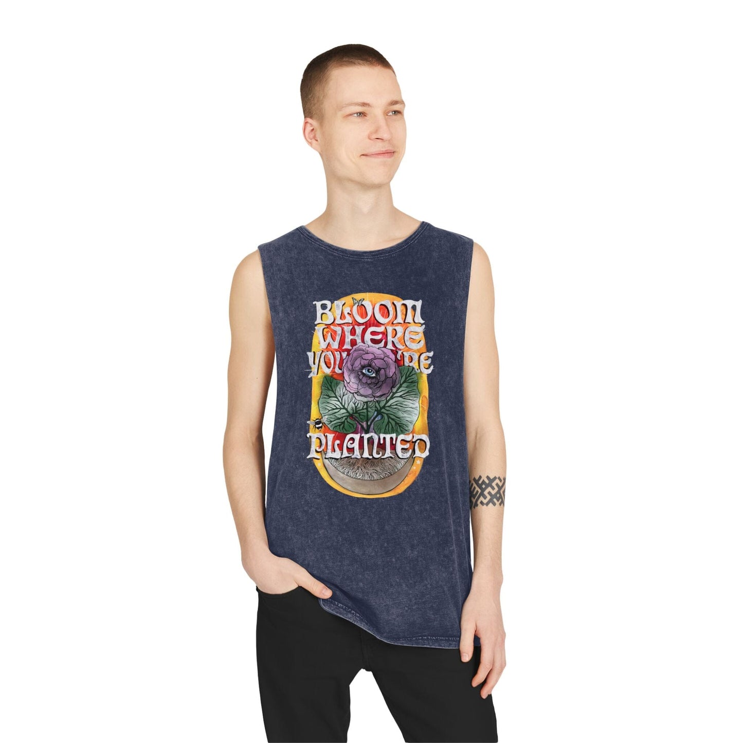 Bloom Where You Are Planted - Unisex Stonewash Tank Top