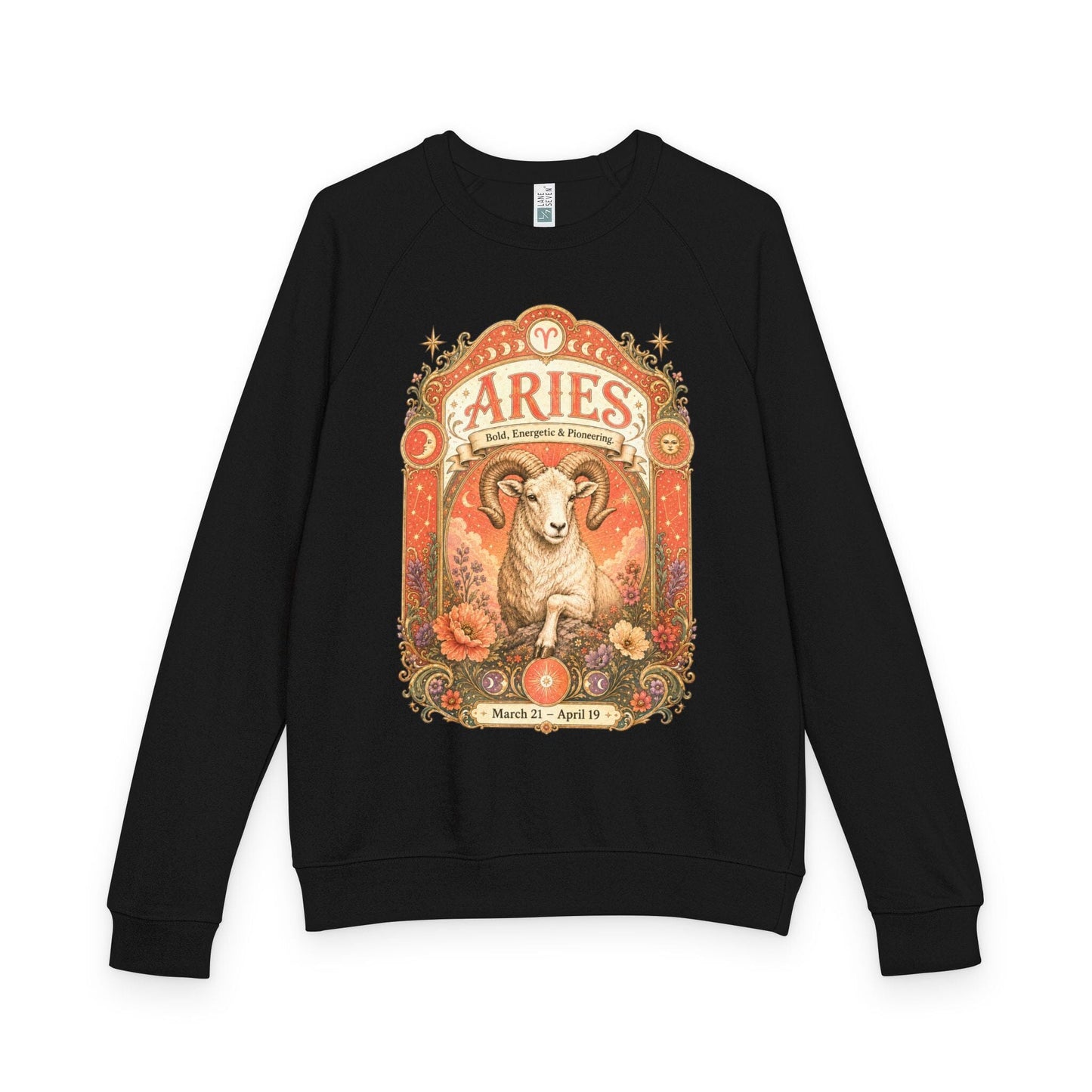 Aries Zodiac Raglan Sweatshirt – Ethereal Ram Artwork