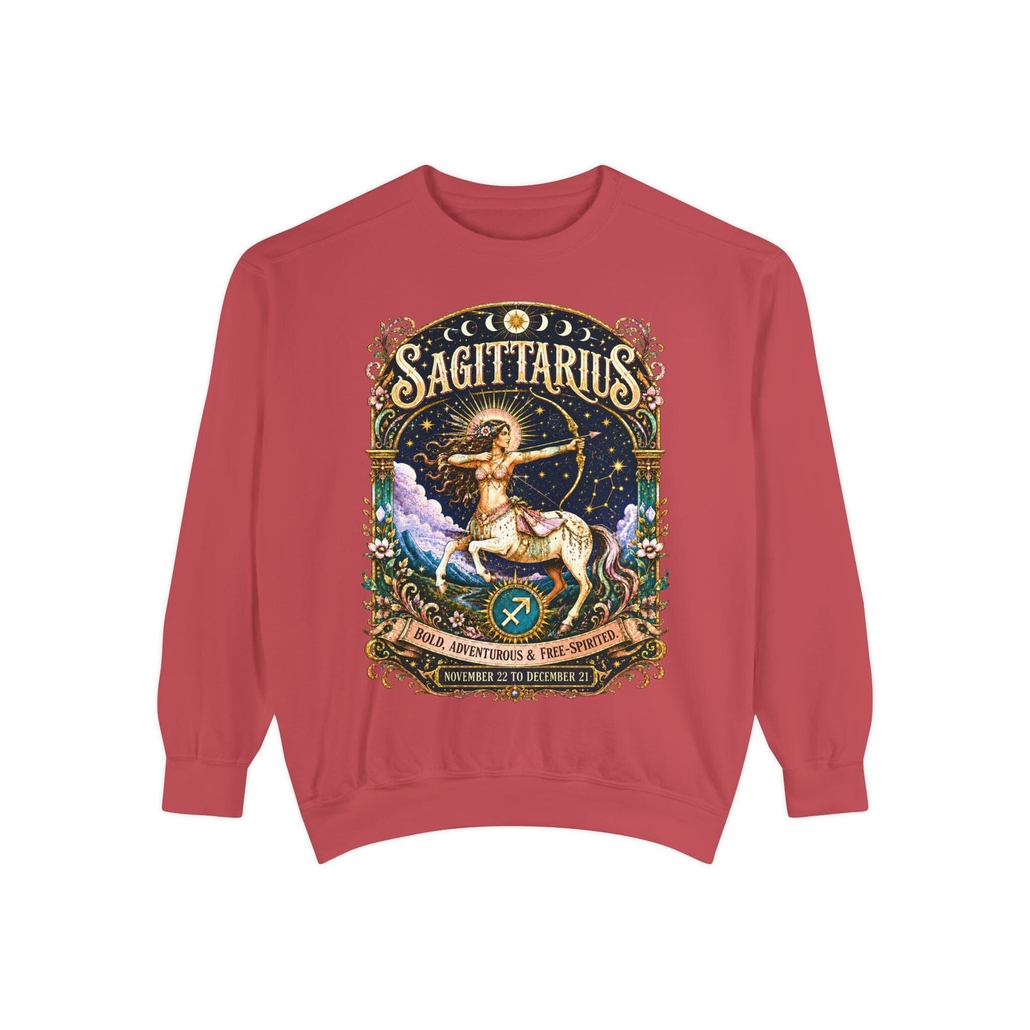 Sagittarius Zodiac Garment-Dyed Sweatshirt – Mystic Archer Artwork