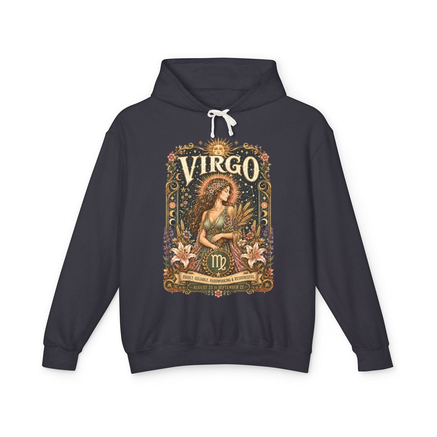 Virgo Zodiac Hooded Sweatshirt – Enchanted Maiden Artwork