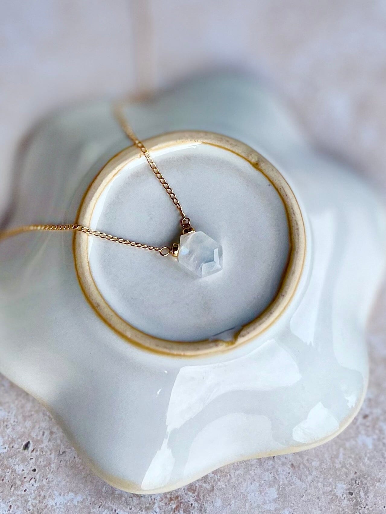 Prism Necklace - Moonstone | Hexagon Gemstone Pendant