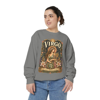 Virgo Zodiac Garment-Dyed Sweatshirt – Mystic Maiden Artwork