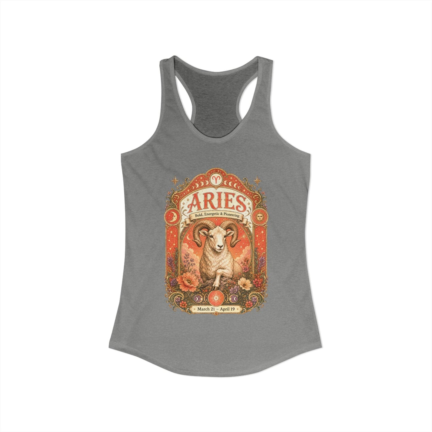 Aries Zodiac Women's Racerback Tank – Ornate Ram Artwork