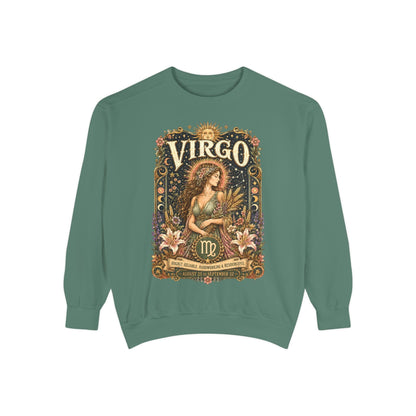 Virgo Zodiac Garment-Dyed Sweatshirt – Mystic Maiden Artwork