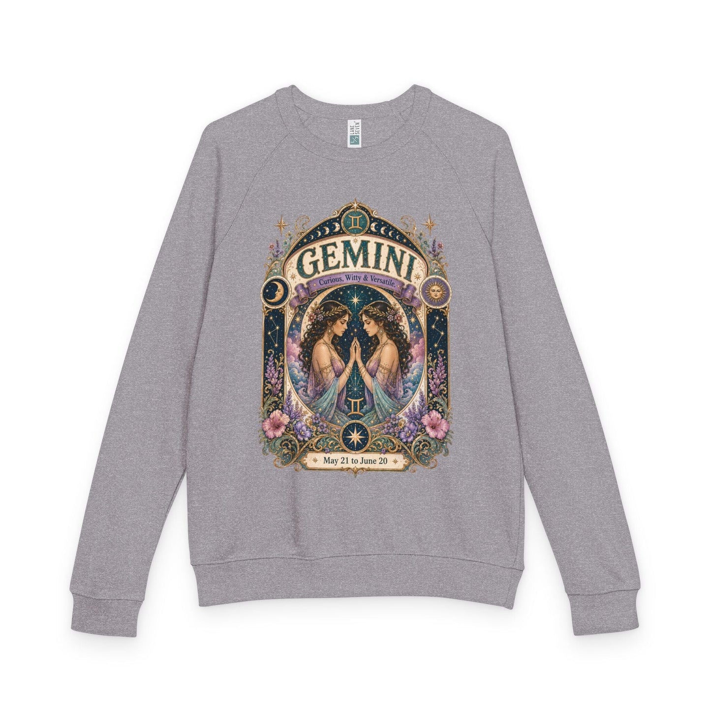 Gemini Zodiac Raglan Sweatshirt – Ethereal Twins Artwork
