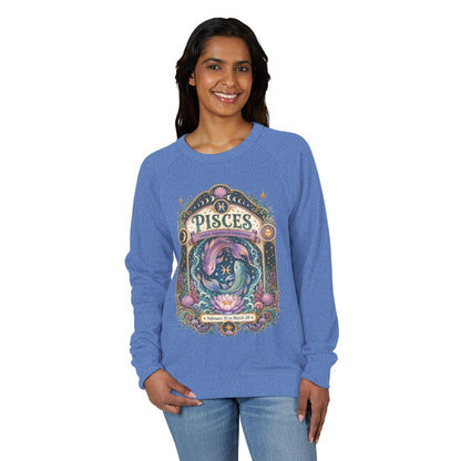Pisces Zodiac Raglan Sweatshirt – Ethereal Fish Artwork