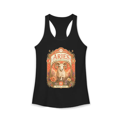 Aries Zodiac Women's Racerback Tank – Ornate Ram Artwork