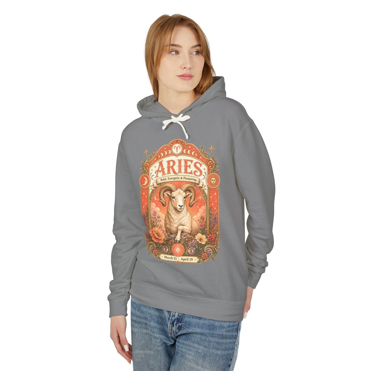 Aries Zodiac Hooded Sweatshirt – Enchanted Ram Artwork