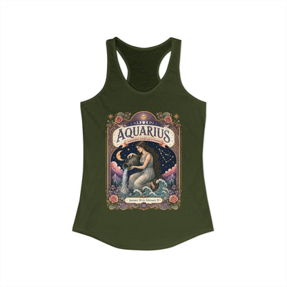 Aquarius Zodiac Women's Racerback Tank – Ornate Water Bearer Artwork
