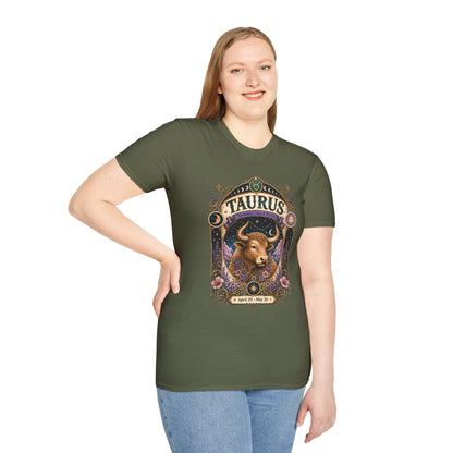 Taurus Zodiac Softstyle T-Shirt – Celestial Bull Artwork