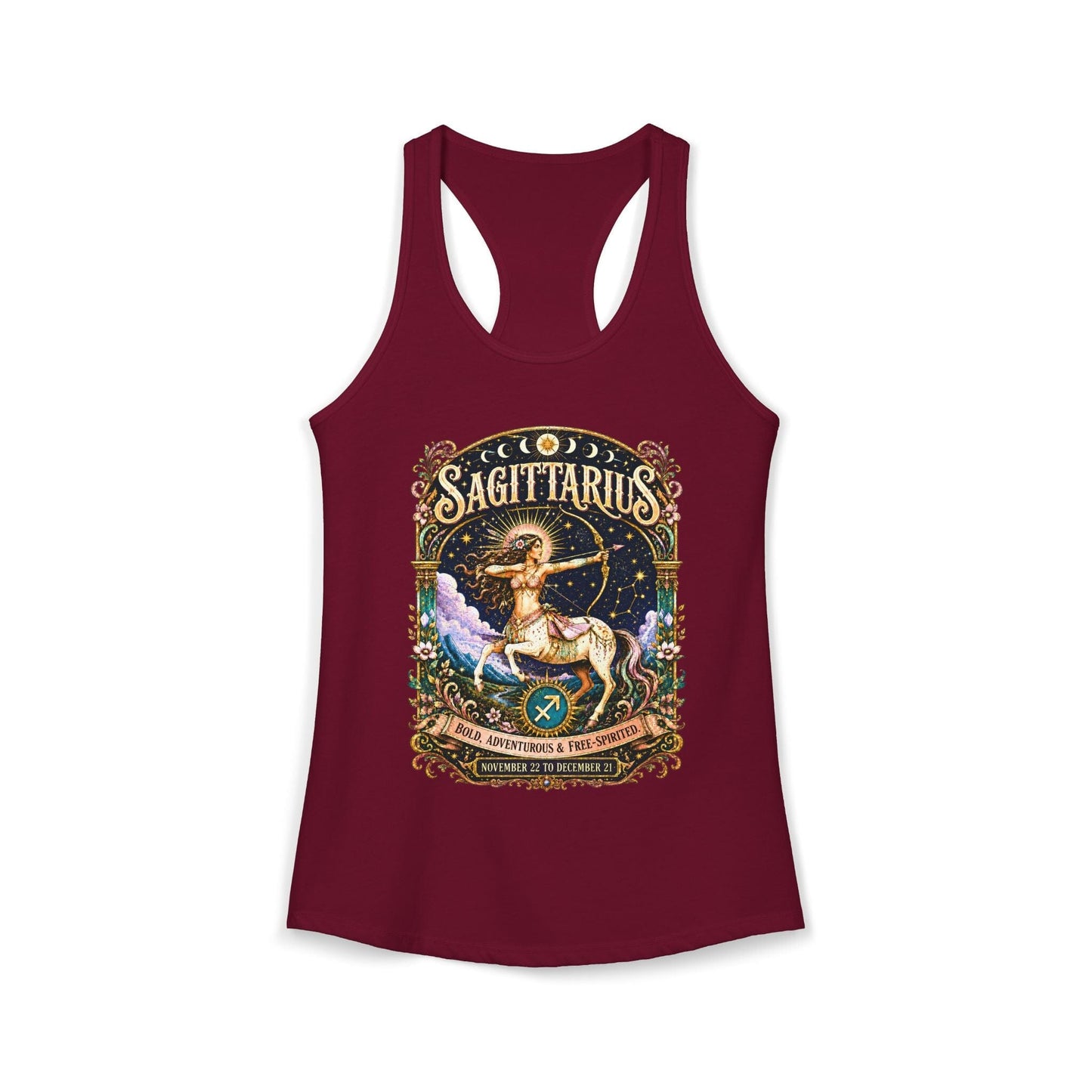 Sagittarius Zodiac Women's Racerback Tank – Ornate Archer Artwork