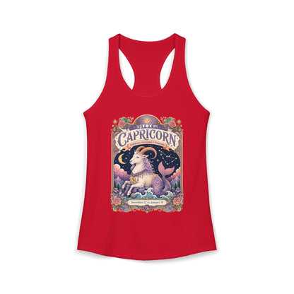 Capricorn Zodiac Women's Racerback Tank – Ornate Sea Goat Artwork