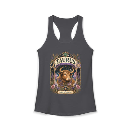 Taurus Zodiac Women's Racerback Tank – Ornate Bull Artwork