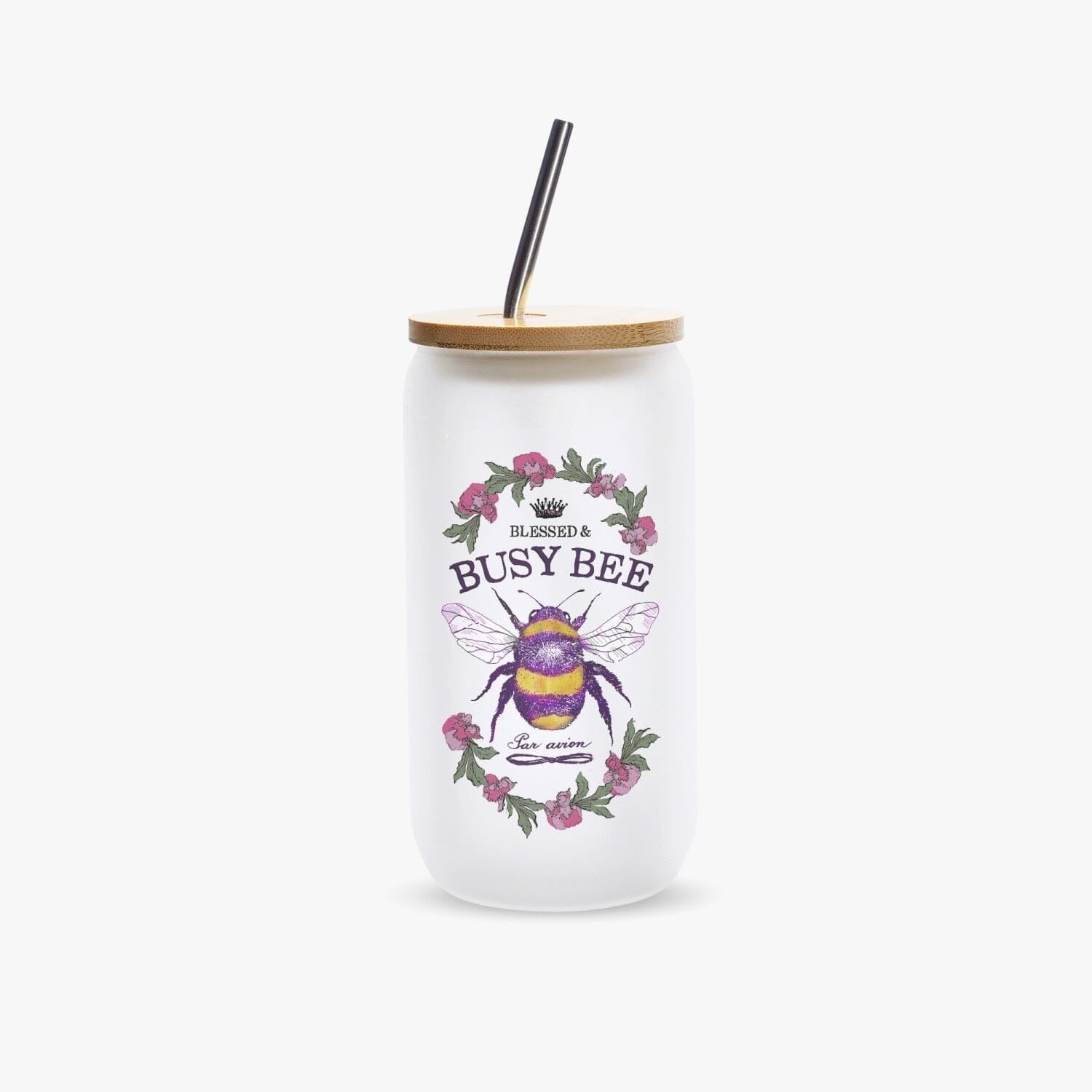 Blessed Busy Bee Frosted Glass Cups