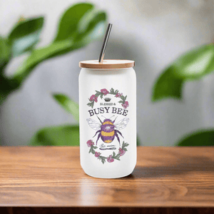 Blessed & Busy Bee Frosted Glass Cups