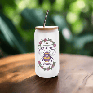Blessed & Busy Bee Frosted Glass Cups