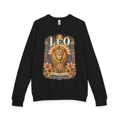 Leo Zodiac Raglan Sweatshirt – Ethereal Lion Artwork