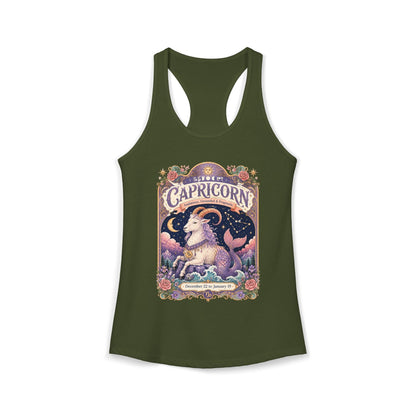 Capricorn Zodiac Women's Racerback Tank – Ornate Sea Goat Artwork