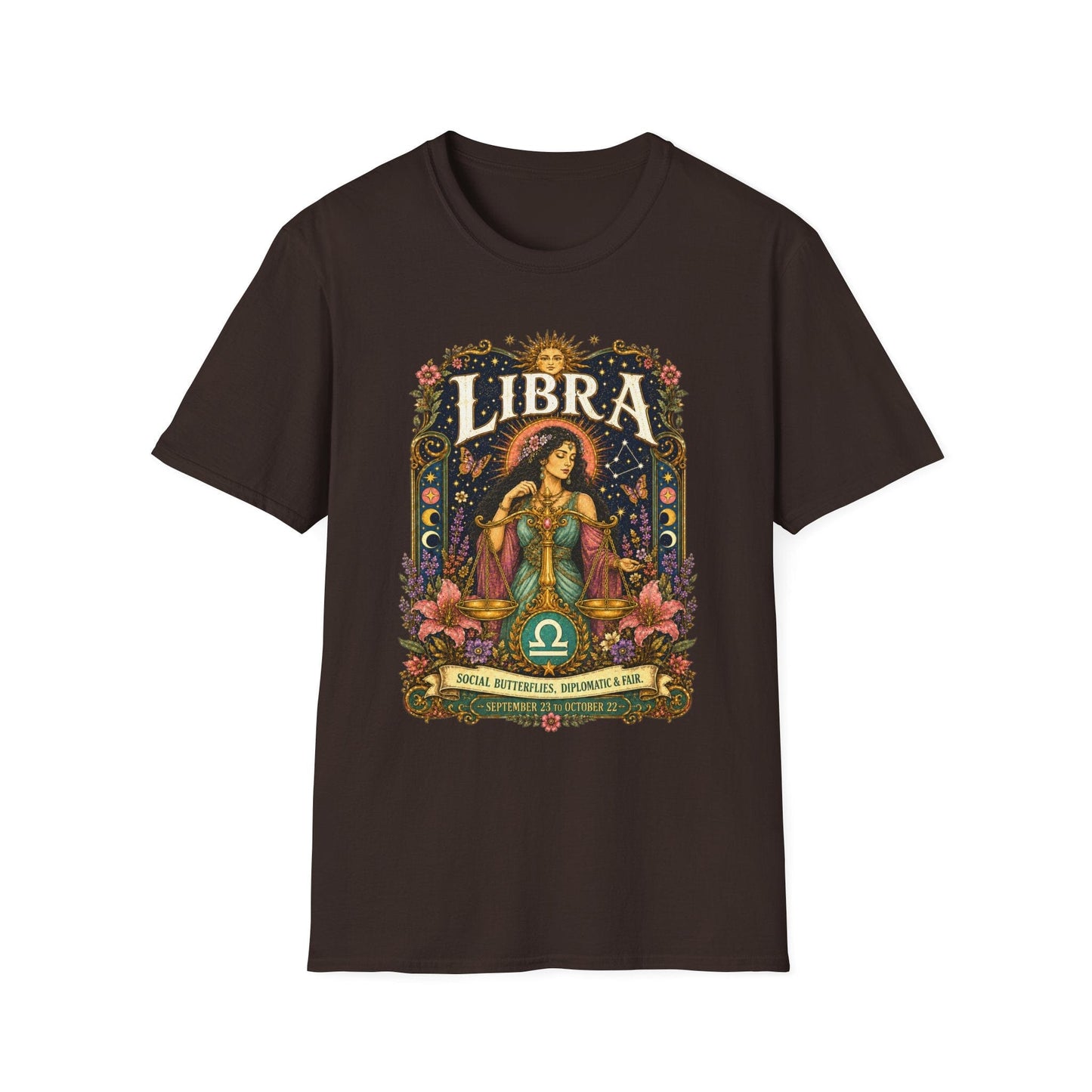 Libra Zodiac Softstyle T-Shirt – Celestial Scales Artwork