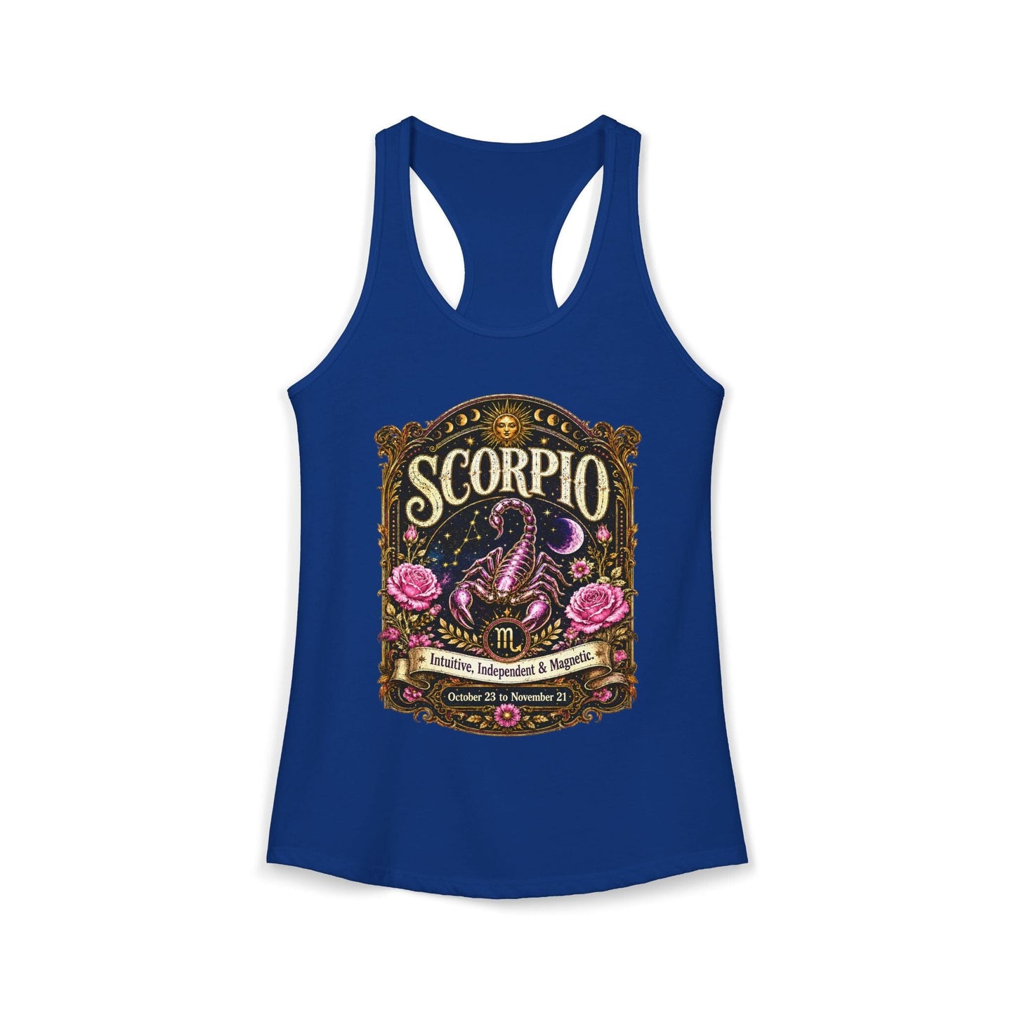 Scorpio Zodiac Women's Racerback Tank – Ornate Scorpion Artwork