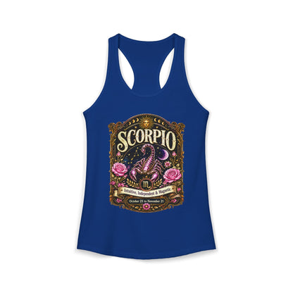 Scorpio Zodiac Women's Racerback Tank – Ornate Scorpion Artwork