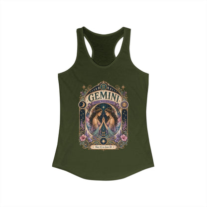 Gemini Zodiac Women's Racerback Tank – Ornate Twins Artwork