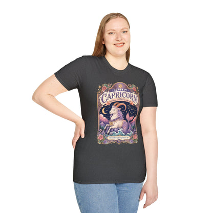 Capricorn Zodiac Softstyle T-Shirt – Celestial Sea Goat Artwork