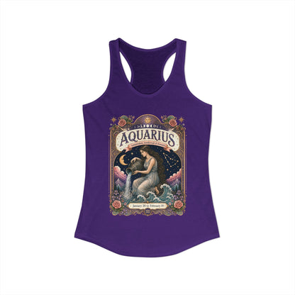 Aquarius Zodiac Women's Racerback Tank – Ornate Water Bearer Artwork