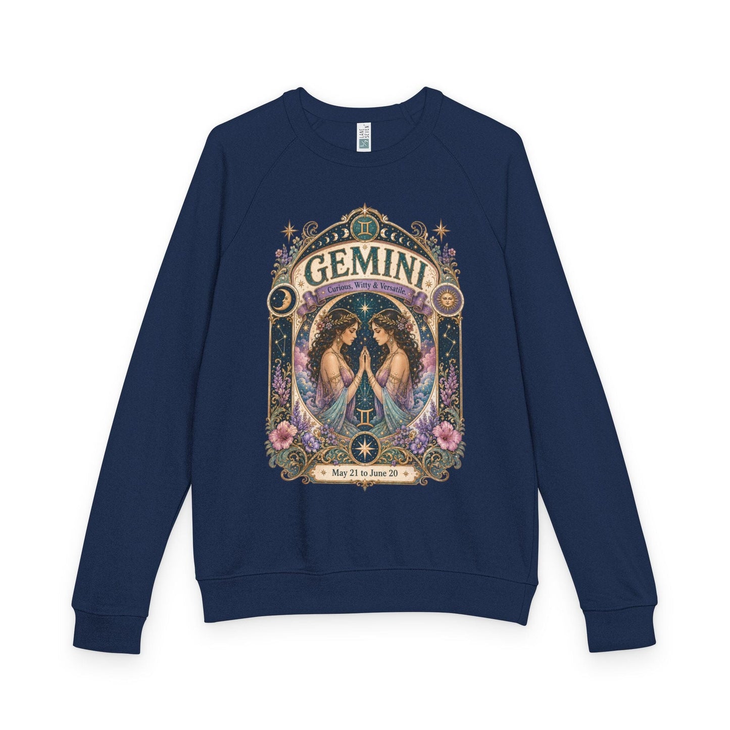 Gemini Zodiac Raglan Sweatshirt – Ethereal Twins Artwork