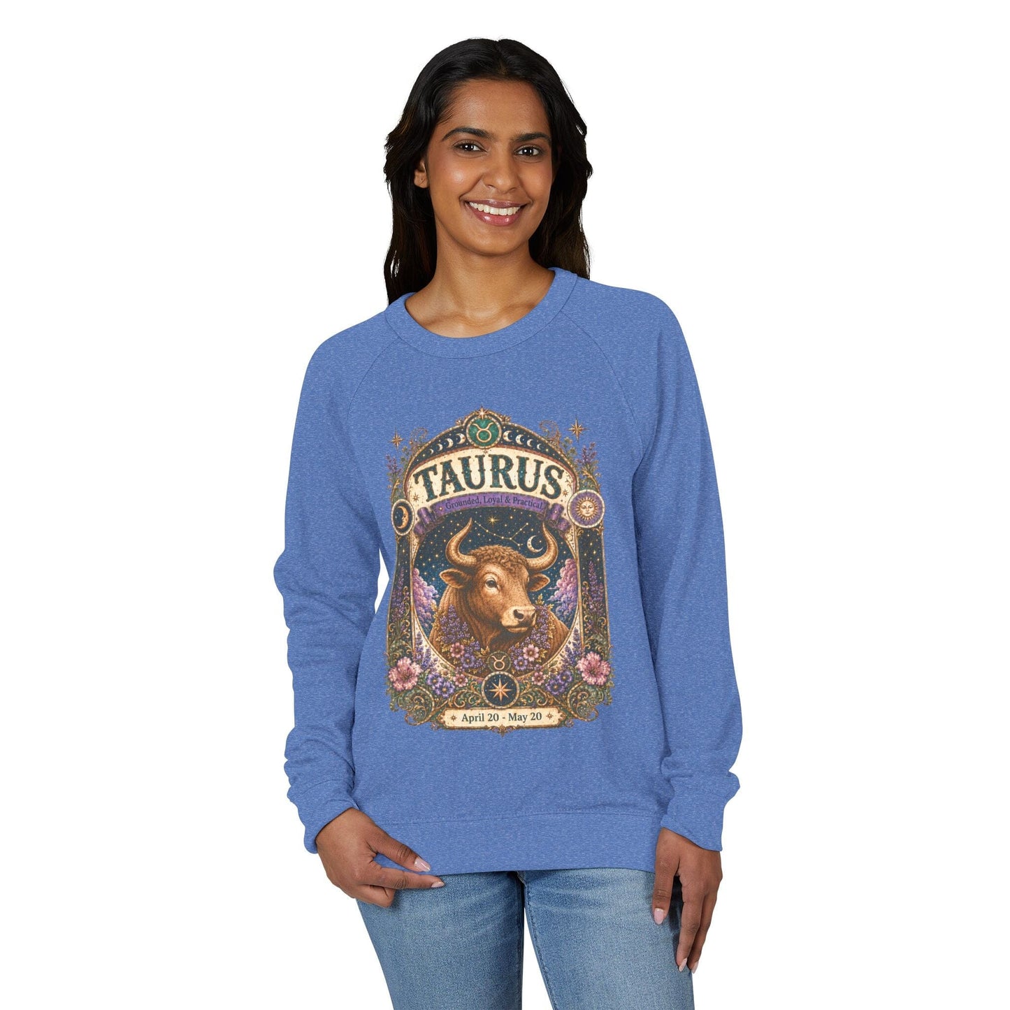 Taurus Zodiac Raglan Sweatshirt – Ethereal Bull Artwork