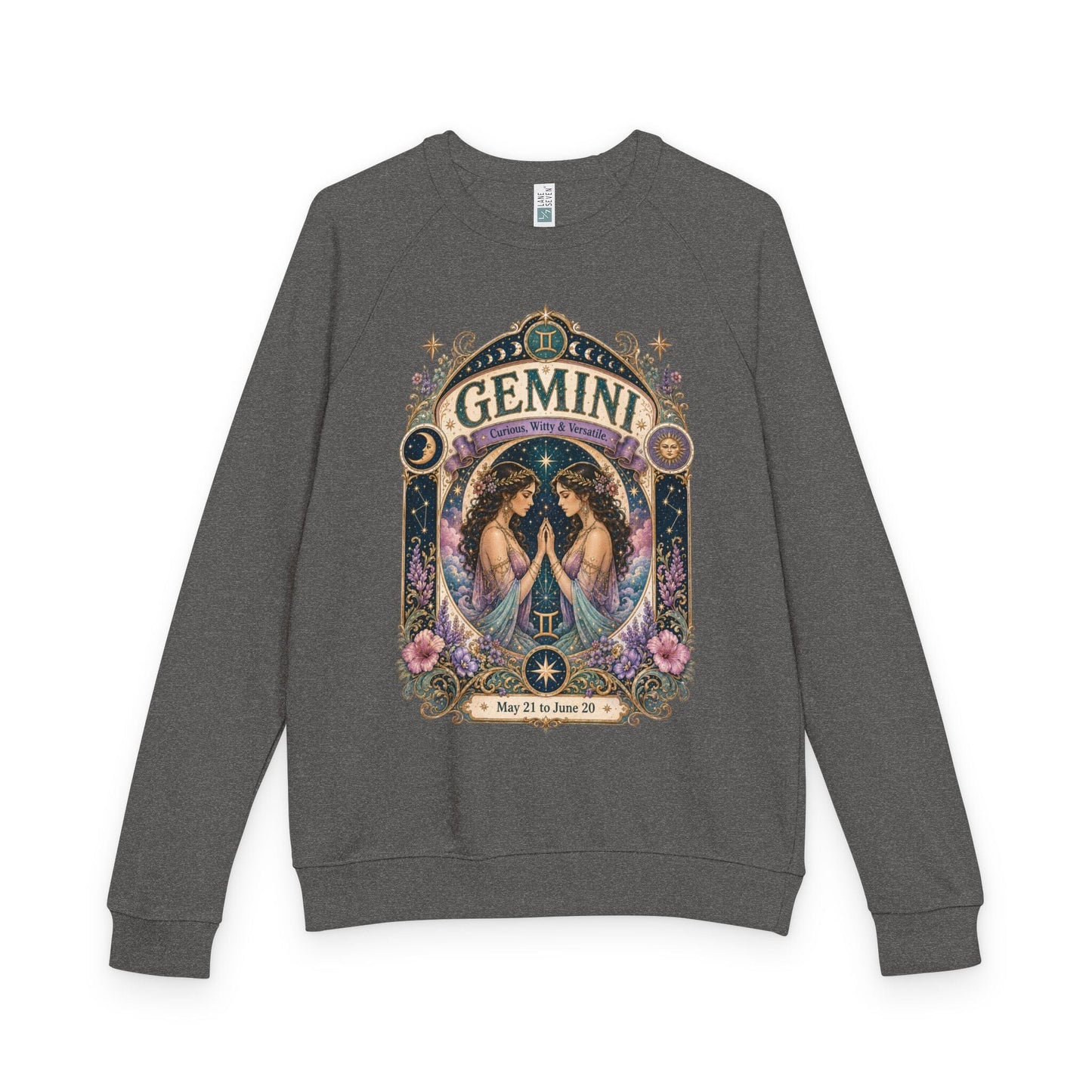 Gemini Zodiac Raglan Sweatshirt – Ethereal Twins Artwork