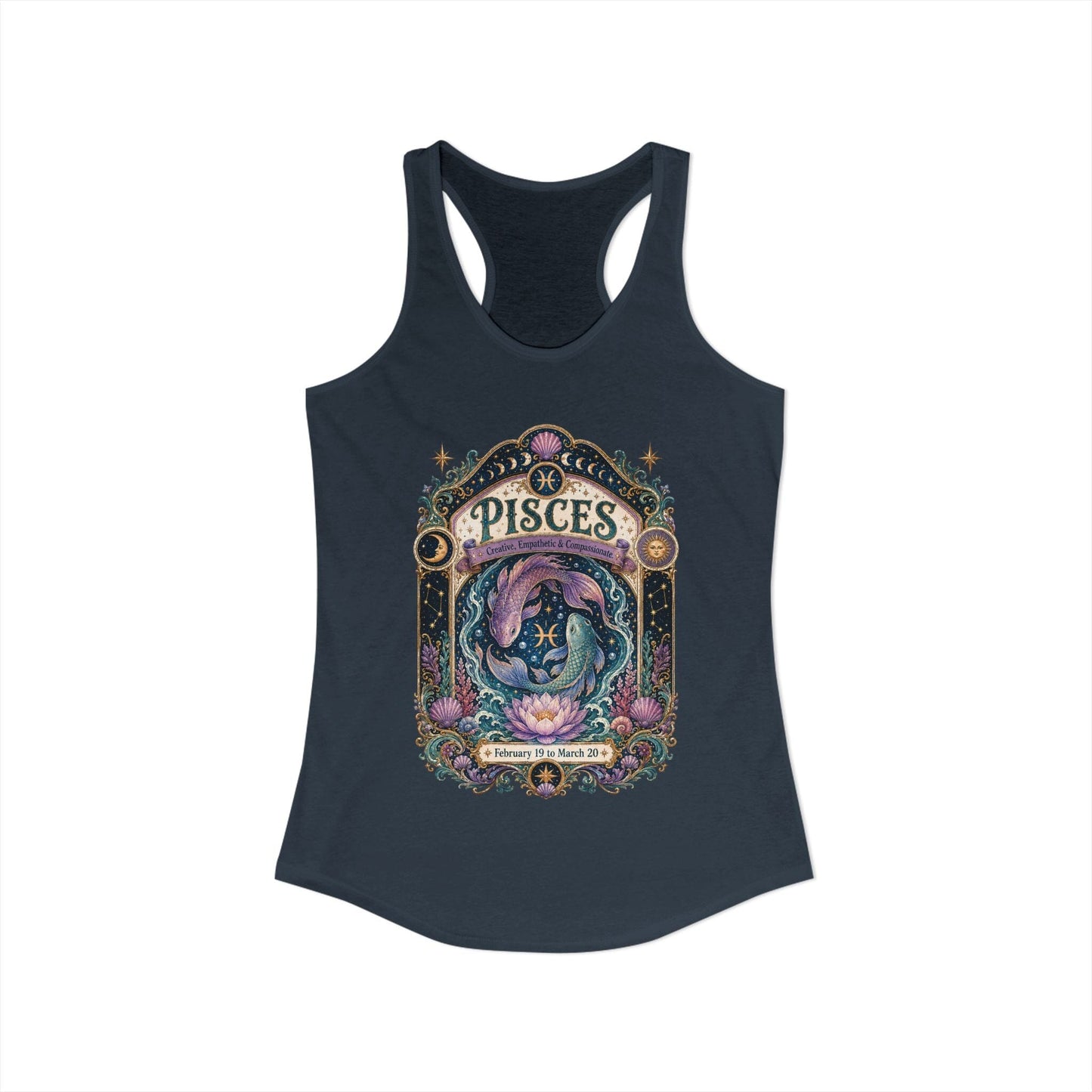 Pisces Zodiac Women's Racerback Tank – Ornate Fish Artwork