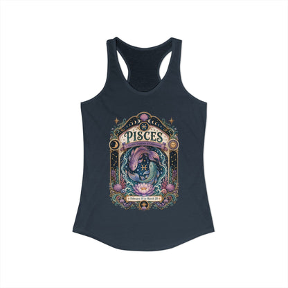 Pisces Zodiac Women's Racerback Tank – Ornate Fish Artwork