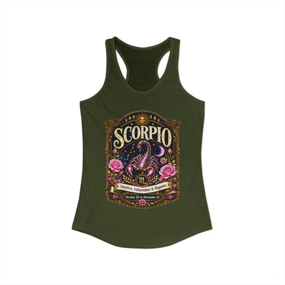 Scorpio Zodiac Women's Racerback Tank – Ornate Scorpion Artwork